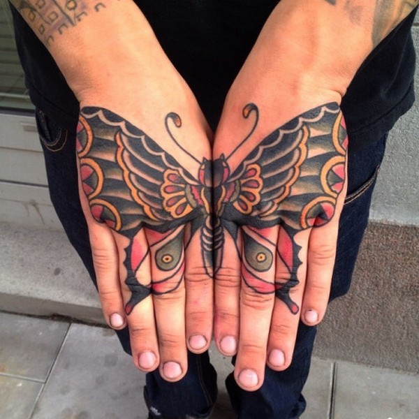 Hand Butterfly Tattoo Design
