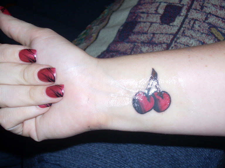 Hand Cherry Tattoo Design