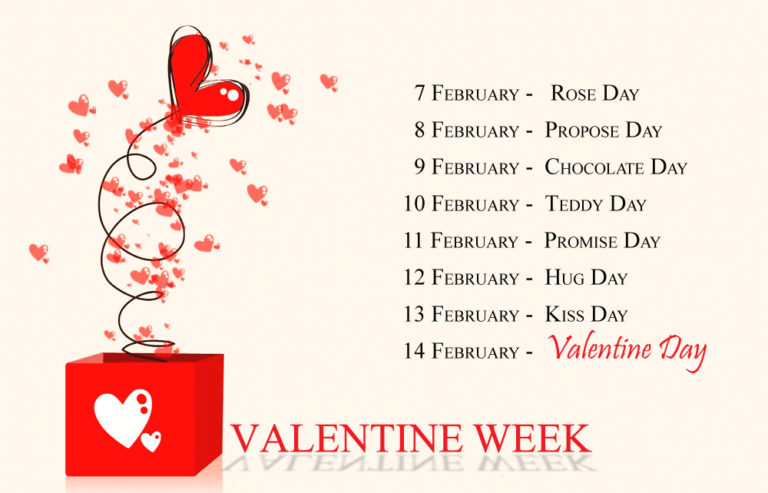 Valentine Week List: The Timetable Calendar